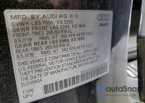 2013 Audi Q7 Premium Plus из США, поврежденный, VIN WA1LMAFEXDD007556